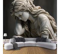 Papier Peint Femme Européenne Triste 100×70cm 3D, Noir Wallpaper Panoramique, Marbre Sculpture Papier Peint intissé Chambre Salon Personnalisé Décoration Murale,Pour Salon Chambre Bureau