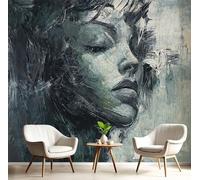 Papier Peint Femmes Européennes Américaines Mural, Peinture L'Huile Personnages Grandt Mural 3D Pour Salon, Chambre, Chambre D'Enfants,Gris Foncé 350×256 Cm Décoration Murale Fresque