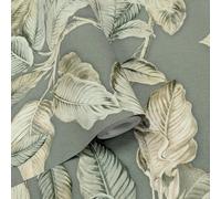 Papier Peint Feuille De Palmier Boho Texturé Bleu Craie Et Vert Rasch 571462
