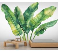 Papier Peint Feuilles 3D Auto Adhesif Panoramique Mural Feuilles Tropicales Papier Peint en Soie Poster XXL Décoration Murale Salon Chambre 400x280 cm A-6099