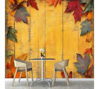 Papier Peint Feuilles D'automne 3D Auto Adhesif Panoramique Mural Vintage Papier Peint en Soie Poster Trompe L'oeil Décoration Murale Salon Chambre 200x140 cm A-7425