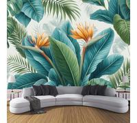 Papier Peint Feuilles De Bananier Oiseau Du Paradis, Papier Peint Plantes Tropicales, Vert Tapisserie Panoramique Décoration Murale, Pour Salon Chambre à Coucher Décoration Intérieure, 400 x 280 cm