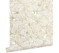 papier peint feuilles de ginkgo blanc et or - 0.53 x 10.05 m - 139614