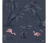 Papier Peint Flamant Rose - Bleu Nuit - Holden 12382 Neuf