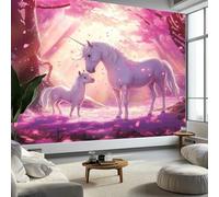 Papier Peint Fleur De Licorne Des Forêts Papier Peint Panoramique Mural 250x175 cm Affiche Géante Décoration pour Salon Chambre Chambre D'Enfant Décoration Murale, Rose