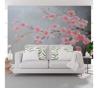 Papier Peint Fleur de Prunier, Plante Vintage Chinoise Papier Peint Panoramique Pour Salon Chambre D'Enfant Décoration Murale Plantes et Fleurs Vintage Intissé Poster Geant Mural 500x280cm(L x H)