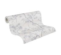 Livingwalls papier peint asiatique Metropolitan Stories papier peint floral Mio Tokyo papier peint intissé argent blanc gris 10,05 m x 0,53 m
