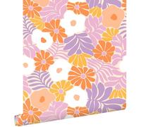 papier peint fleurs dans le style Matisse blanc et multicolore 50 x 900 cm - ESTAhome