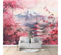 Papier Peint Fleurs De Cerisier Roses Du Japon Neige Blanche Panoramique Peinture Murale Interieur pour Salon Chambre à Coucher D'Enfant Maison Décoration Murale 350x256 cm