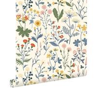 papier peint fleurs des champs blanc cassé et multicolore 50 x 900 cm - ESTAhome