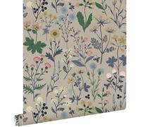 papier peint fleurs des champs bleu et vert 50 x 900 cm - ESTAhome