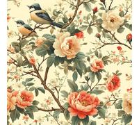 Papier peint Fleurs Oiseaux épais mat 44x600 cm à décoller et à coller Peint Naturel papier de contact autocollant en plastique avec dos adhésif couverture de plan de travail table