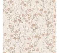 Papier peint fleurs sauvages beige lin délicat - Made in France - 53x1000