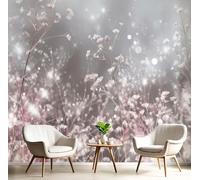 Papier Peint Fleurs Sauvages Lumière Des Étoiles 260×180cm 3D,Gris Wallpaper Panoramique,Résumé Plantes Papier Peint intissé Chambre Salon Personnalisé XL Décoration Murale,Pour Salon Chambre Bureau