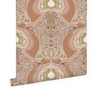 papier peint fleurs vintage de style art nouveau rose terracotta 53 cm x 10.05 m - ESTAhome