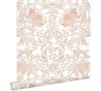 papier peint fleurs vintage de style art nouveau sable beige et terracotta claire 0.53 x 10.05 m - ESTAhome
