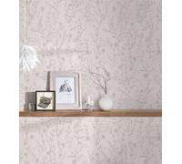 Papier Peint Floral Avec Motif Floral - Rose Clair, Gris Clair
