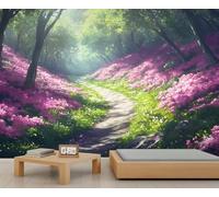 Papier peint floral chemin de mer forêt fleur mer papier peint nature rêveuse murale déclaration murale restaurant dîner à grande échelle art décoration photo accent panoramique (non autocollant)