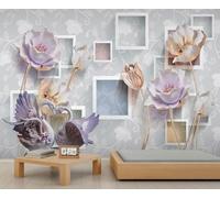 Papier Peint Floral Élégant Gris à Texture Florale Papier Peint Floral Géométrique pour Chambre à Coucher Affiche Murale pour Salon Chambre D'Enfant Décoration 400 X 280 cm