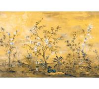 Papier Peint Floral Jaune Non-tissé Mural 144x97 Pouces Avec Adhésif