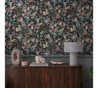 Livingwalls Papier peint intissé Cosmopolitan–Fleurs&feuilles noir/bleu/rose/jaune/vert–10,05x0,53m