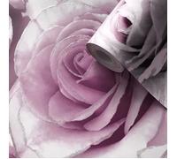 Papier peint floral Madison Rose - Muriva - Améthyste et lilas - Brillant avec particules de paillettes en gel