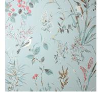 Papier peint floral Mariko oiseau Crown bleue M1856
