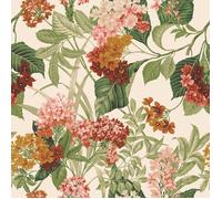 Papier peint floral Misaki Vert sauge / Orange Belgravia 2322