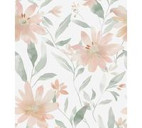 Papier peint floral vintage à décoller et à coller, motif fleurs roses, 44 x 1000 cm, papier peint en vinyle imperméable et autocollant moderne pour chambre à coucher, armoire, comptoir, décoration