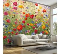 Papier Peint Floral Violet Autocollant,Fleurs De Papillons Botaniques Grand Poster Mural En Toile,Murale Autocollante Amovible pour Salon Maison 366 x 254 cm