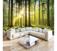 Papier Peint Forêt 3D Auto Adhesif Panoramique Mural Paysage Boisé Papier Peint en Soie Poster XXL Décoration Murale Salon Chambre 250x175 cm A-4239