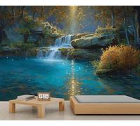 Papier peint Forêt Cascade Papier peint Automne Woodland Muraux pour Chambres Salon Poster 300 x 210 cm