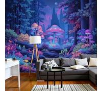Papier Peint Forêt Champignons Mystérieuse 308 X 220 Cm Papier Peint Panoramique Effet 3D, Peinture Murale Poster Intissé Plantes Étranges, Pour Chambre Salon Tv Fond