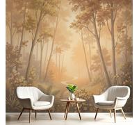 Papier Peint Forêt D'Automne Brume, Papier Peint Panoramique Paysages Naturels Tranquillité, Poster Tableaux Photo Muraux Jaune, Décoration Murale Pour Salon Chambre Restaurant 200 x 140 cm