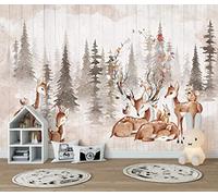 Papier Peint Forêt Du Cerf Sika 350X256Cm Papier Peint Jungle Salon Chambre Télévision Fond Mur Décoration De La Maison Paysage Naturel Murale