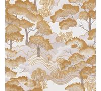 Papier Peint Forêt Elle Décoration Golden Grove Crème Or Texturé Vinyle 10448-30