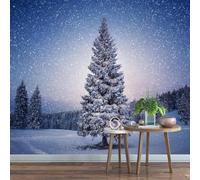Papier Peint Forêt Hivernale 3D Auto Adhesif Panoramique Mural Scène de Neige Papier Peint en Soie Poster XXL Décoration Murale Salon Chambre 400x280 cm A-6477