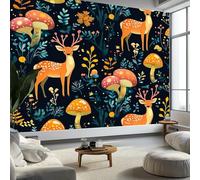 Papier Peint Forêt Magique Cerfs Champignons Panoramique Murale Salon 400x280 cm Papier Peint intissé pour Chambre Salon Personnalisé Décoration Murale, Sombre