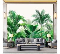 Papier Peint Forêt Tropicale Humide, Papier Peint Panoramique Jungle Feuilles 400 X 280 Cm 3D Fresque Intissé Vert Poster Geant Mural Pour Salon Chambre D'Enfants Restaurant Décoration Murale
