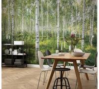 Papier Peint Forêt Verte Idéal Pour Salle À Manger Ou Salon MUR D'ART 368x254cm