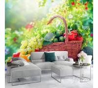 Papier Peint Fruits Légumes Panoramique 3D Papier Peint Style Pastoral Murale Salon Chambre à Coucher Maison Décoration Intérieure (250 x 175 cm (W x H))