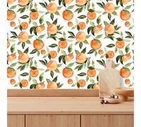 Papier Peint Fruits Verts Oranges Papier Peint Adhesif Mural Imperméable Papier Adhesif pour Meuble Chambre Salon Cuisine Decoration Vinyle Papier Autocollant pour Meuble 1P (40x100cm)