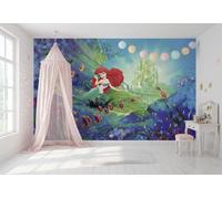 Papier Peint Géant Panoramique Mermaid Disney Château Ariel Vert 368x254cm
