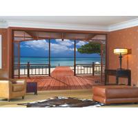 Papier Peint Géant Plage & Mer Vue De Villa Paradis Chambre Décoration Murale