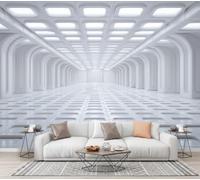 Papier Peint Géométrie Perspective Architecture 3D Effet Panoramique Photo Muraux | 250×175 CM Poster Soie Mural Science-Fiction Géométrie Arche Couloir Geant Mural Salon,Restaurant Décoration Murale