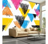 Papier Peint Géométrique Abstrait, Motifs Irréguliers Colorés, Style Street Art Graffiti, Décoration Murale Contemporaine, Papier Peint Imperméable Facile à Installer 400 x 280 cm(L x H) &A5194