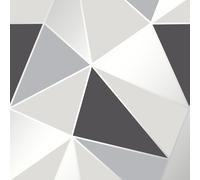 Papier Peint Géométrique APEX Noir / Argent - Fine Decor FD41994 Triangles