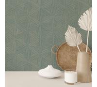 Rasch 571271 Papier Peint Boho Géométrique Bleu Or Design Texturé