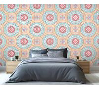 Papier Peint Géométrique Coloré Motif Abstrait Ethnique Motif Floral pour Bureau Lignes Et Points pour Chambre à Coucher Salon Décoration Murale 400 X 280 cm