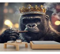 Papier peint Gorilla - Couronne d'orang-outan - Papier peint animal pour locataires - Pour salon, chambre à coucher, couloir, arrière-plan TV - 300 x 210 cm